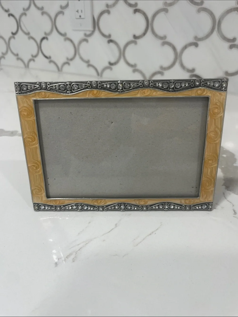 Decorative Yellow and Silver Picture Frame by